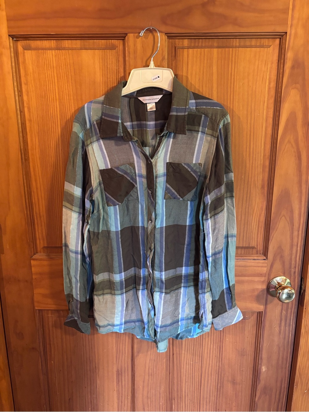 Christoper & Banks Plaid Button-Up Shirt in Green and Blue